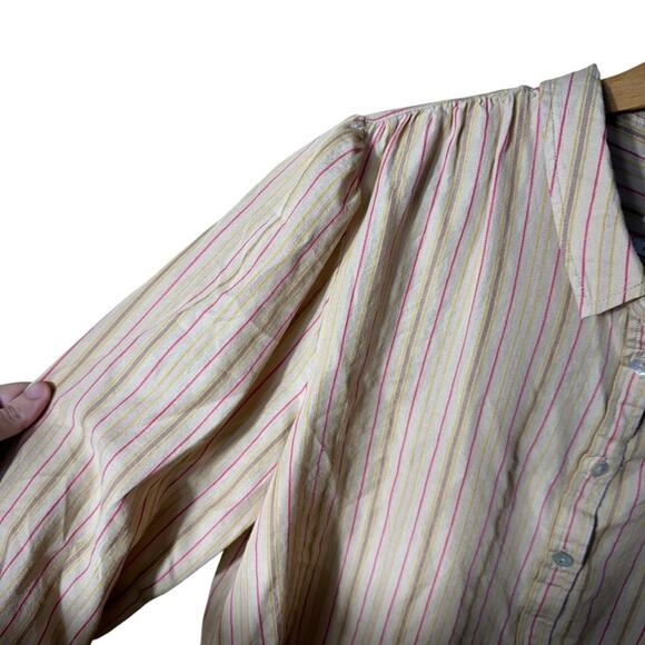 Faherty Byrd Button Down Top in Sitka Stripe Size Large - Picture 8 of 11